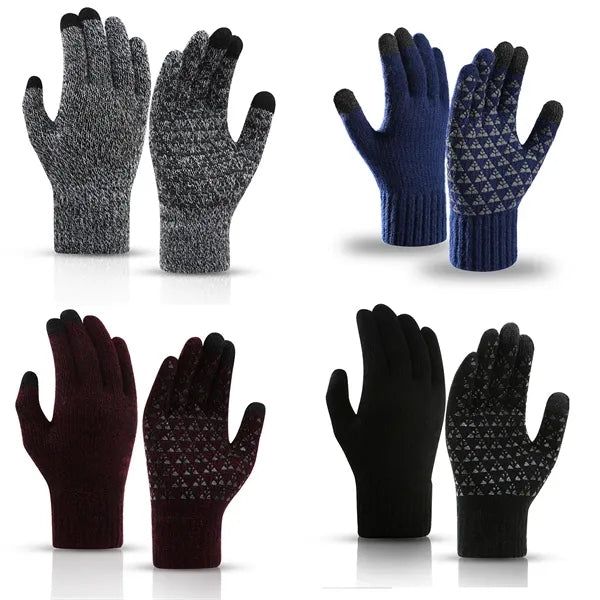 Five-Finger Knit Fleece-Lined Gloves