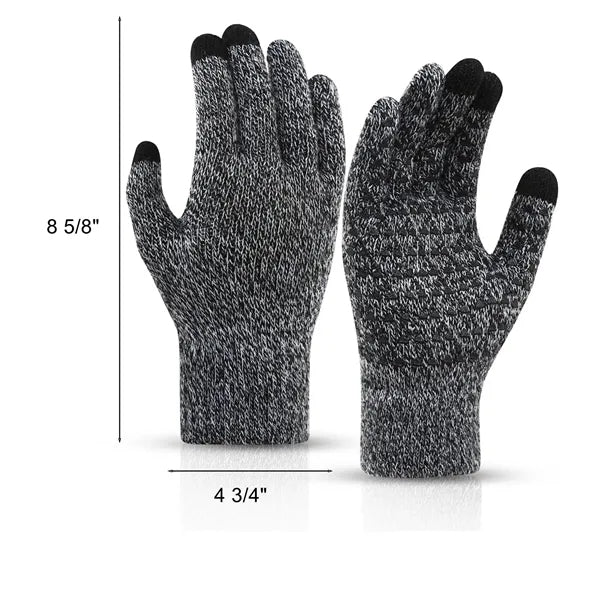 Five-Finger Knit Fleece-Lined Gloves