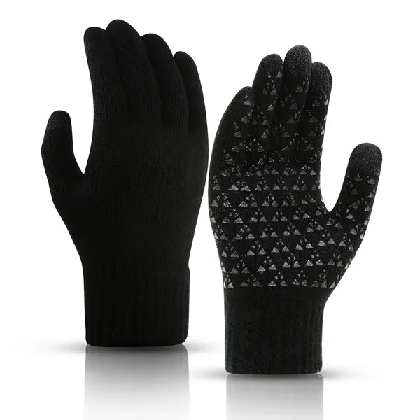 Five-Finger Knit Fleece-Lined Gloves