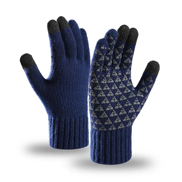 Five-Finger Knit Fleece-Lined Gloves