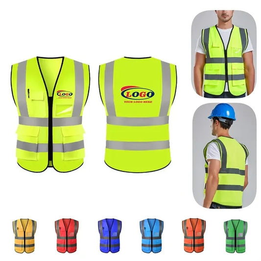 Reflective Safety Work Vest with Pockets