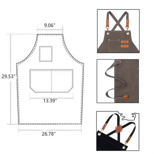 Canvas Waterproof Work Apron for Kitchen, Cafe & Florist