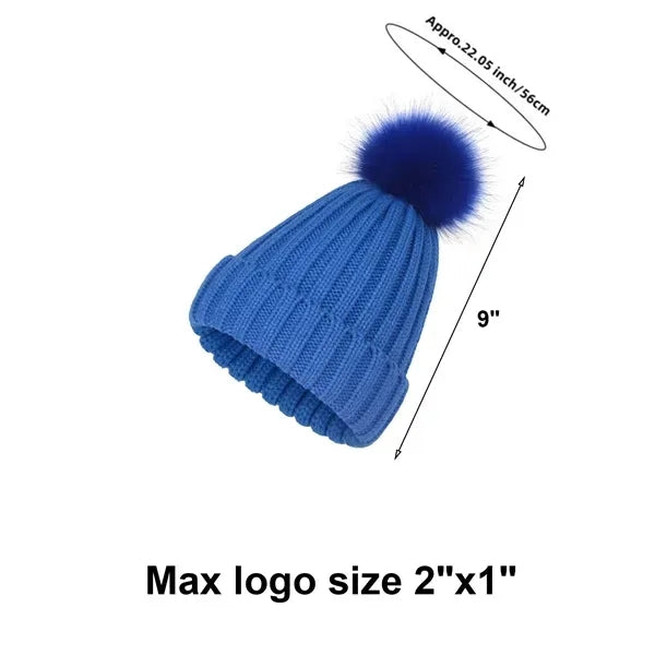 Cable Knit Beanie With Pom Removable