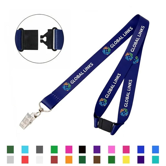 3/4" Full Color Safety Lanyard w/ Breakaway & Bulldog Clip