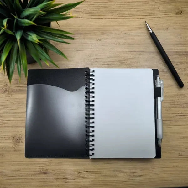 Spiral Notebook Transparent PP Pocket and Pen Attached