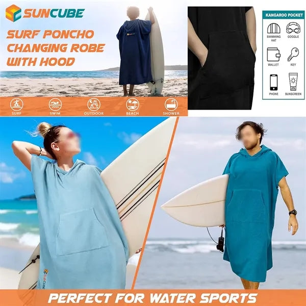 MOQ Surf Poncho Microfiber Changing Robe with Hood & Pocket