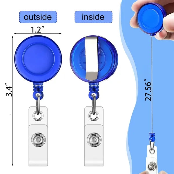 ID Card Translucent Retractable Badge Reel Clip Holder