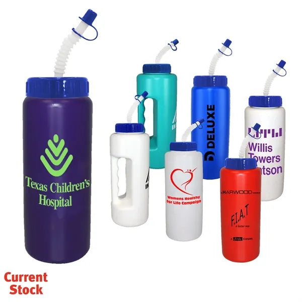 32 oz Grip Bottle with Flexible Straw