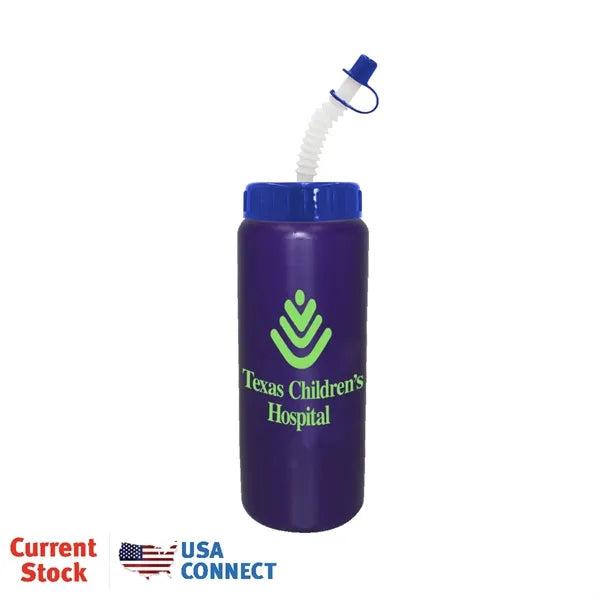 32 oz Grip Bottle with Flexible Straw