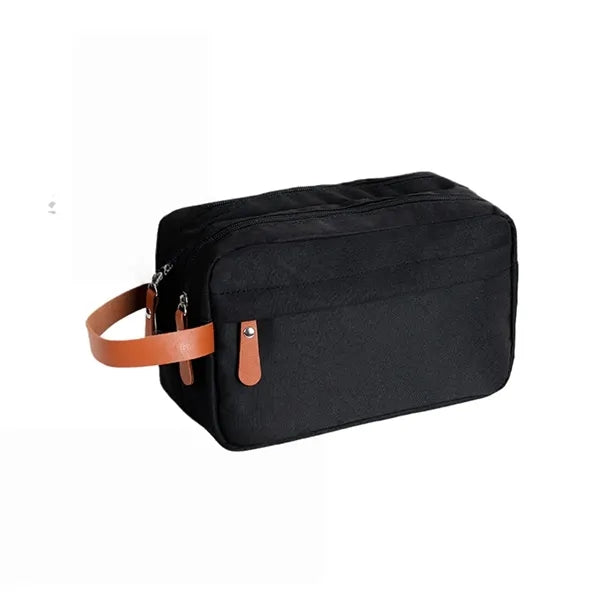 Double Layer Toiletry Bag for Men Travel with Leather Handle