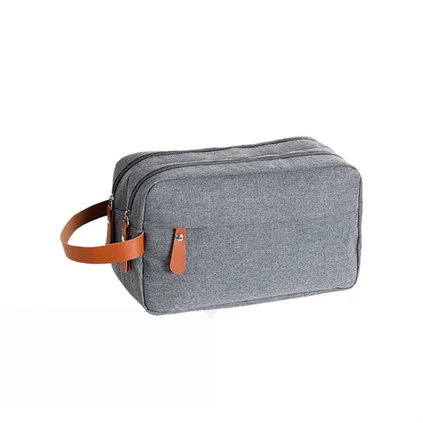 Double Layer Toiletry Bag for Men Travel with Leather Handle