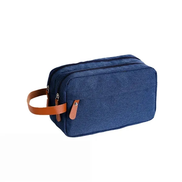 Double Layer Toiletry Bag for Men Travel with Leather Handle