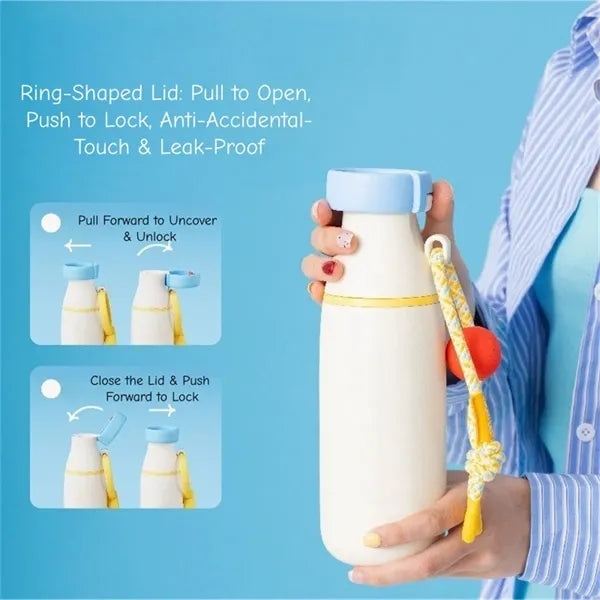 Coloful 17oz Insulated Water Bottle Cute with Silicone Strap