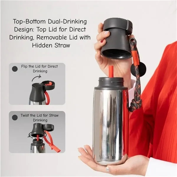 Coloful 17oz Insulated Water Bottle Cute with Silicone Strap