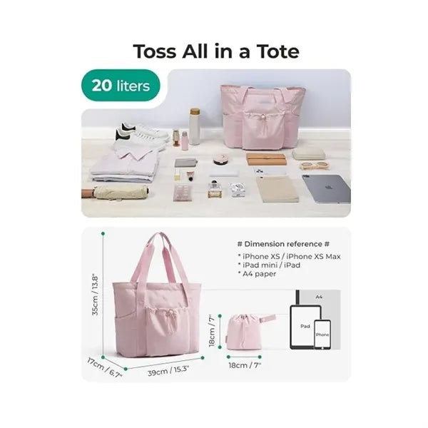 Foldable Tote Bag with Drawstring Bag