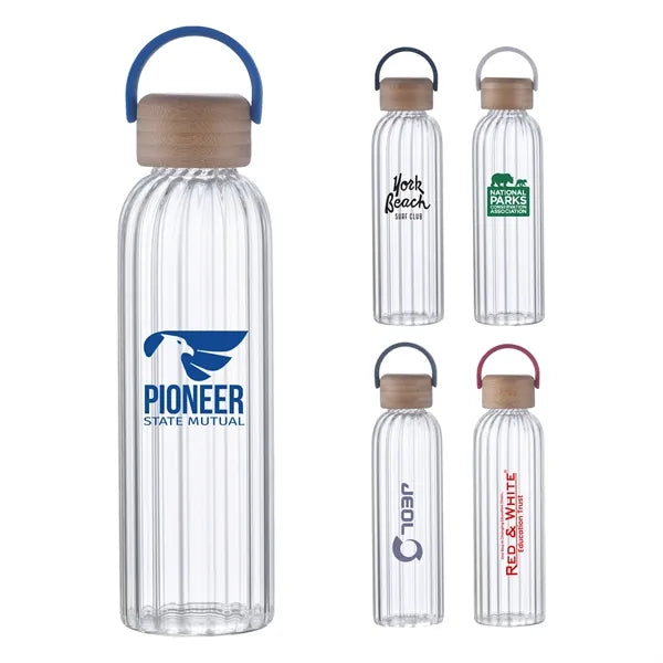 21 oz. Glass Bottle with Easy Carry Bamboo Lid