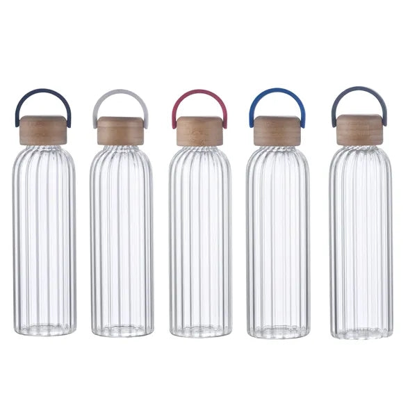 21 oz. Glass Bottle with Easy Carry Bamboo Lid