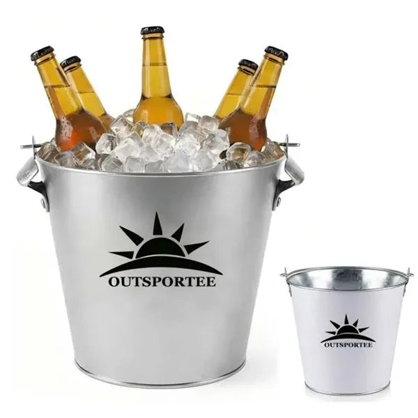 5.28 Qt Galvanized Metal Ice Bucket Beer Cooling Beverages