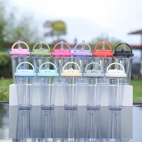 16 OZ Outdoor Plastic Water Sports Bottle With Straw