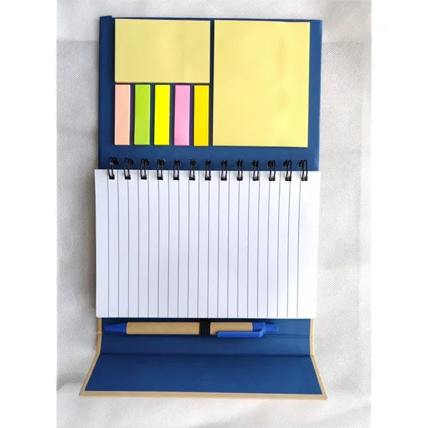 Multi-Functional Spiral Sticky Note Set with Ballpoint Pen