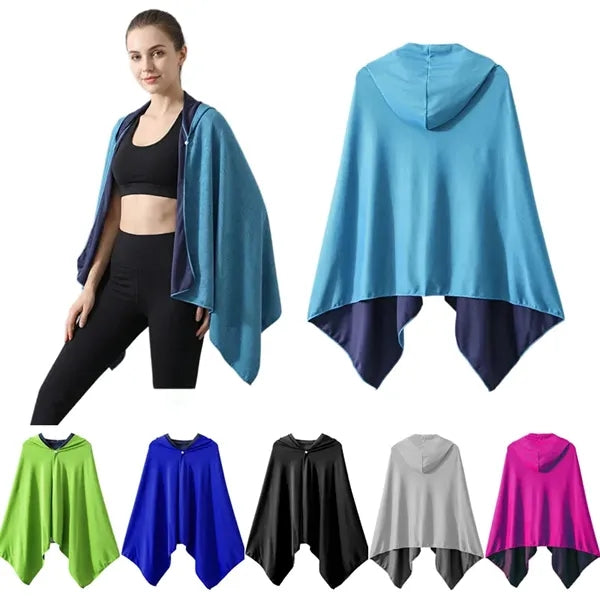 Cooling Hooded Towel Poncho for Beach Quick Dry