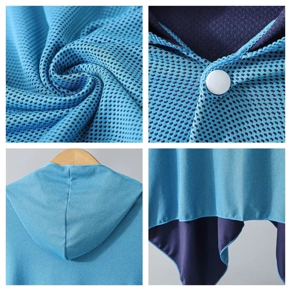 Cooling Hooded Towel Poncho for Beach Quick Dry