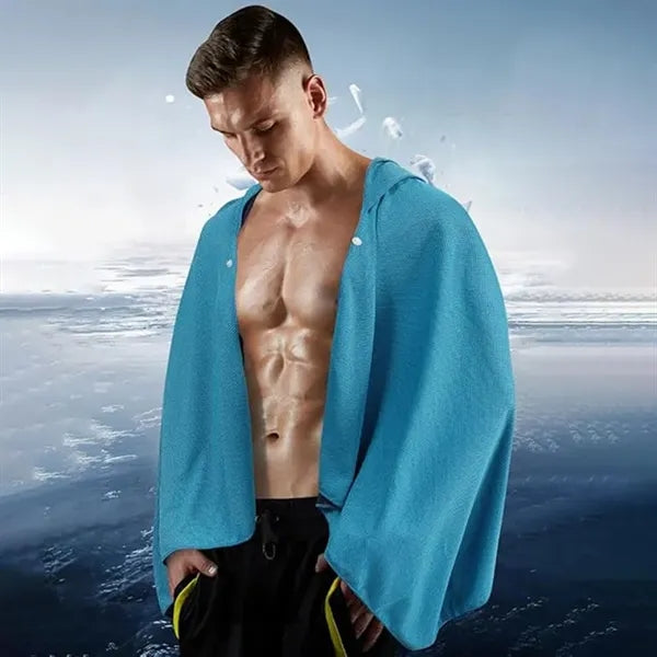 Cooling Hooded Towel Poncho for Beach Quick Dry