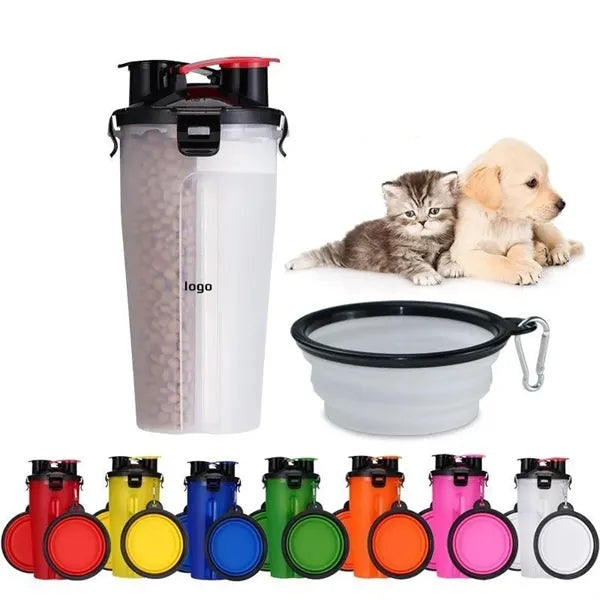 Foldable Dog Travel Food Cup with Integrated Bowl