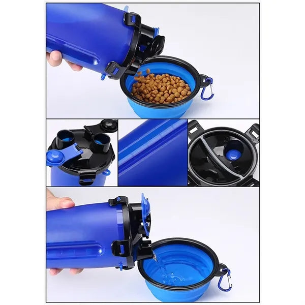 Foldable Dog Travel Food Cup with Integrated Bowl