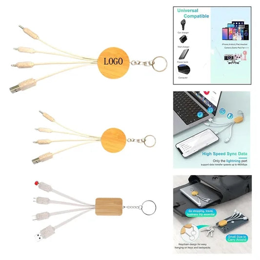 Biodegradable Bamboo 3 in 1 Charging Cable