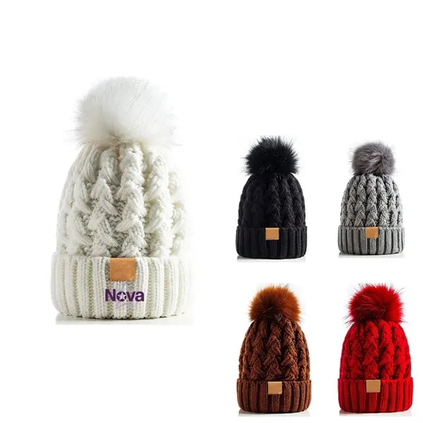 Womens Winter Ribbed Beanie Crossed Cap