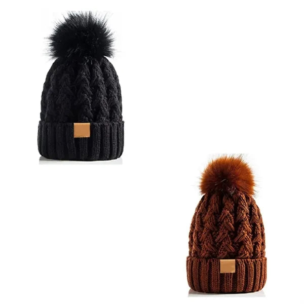 Womens Winter Ribbed Beanie Crossed Cap