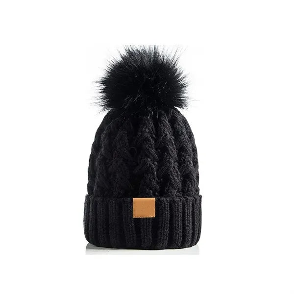 Womens Winter Ribbed Beanie Crossed Cap