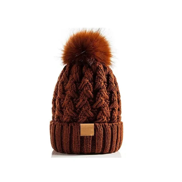 Womens Winter Ribbed Beanie Crossed Cap