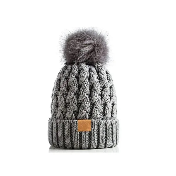 Womens Winter Ribbed Beanie Crossed Cap