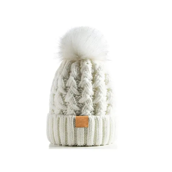 Womens Winter Ribbed Beanie Crossed Cap