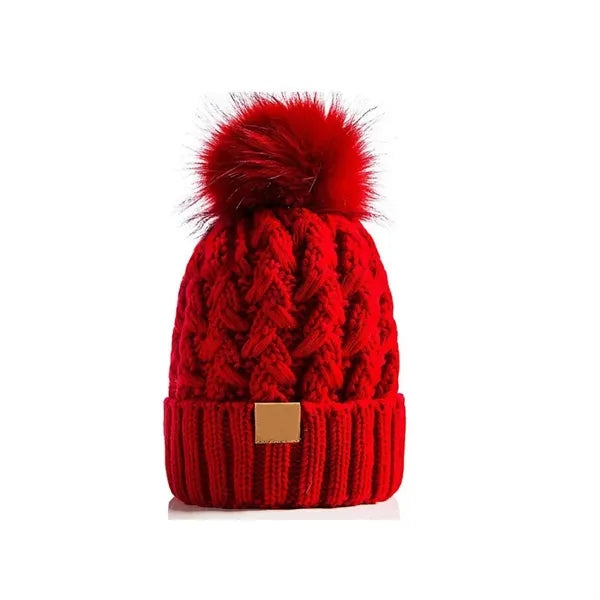 Womens Winter Ribbed Beanie Crossed Cap