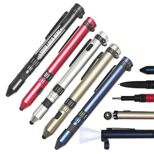 LED Lighted Ballpoint With Touch Pen Compass For Camping
