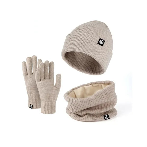 Winter Beanie Hat Scarf Touchscreen Gloves Set