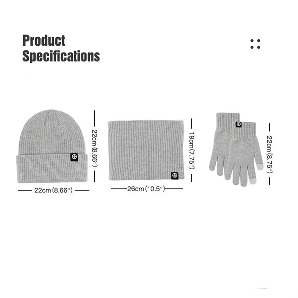 Winter Beanie Hat Scarf Touchscreen Gloves Set