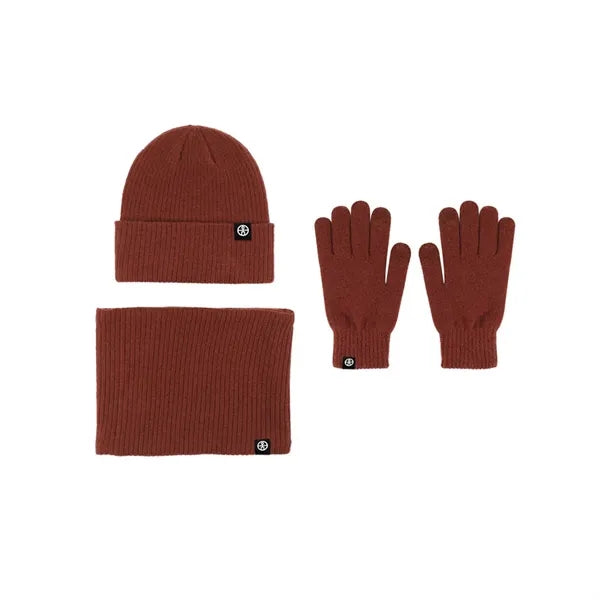 Winter Beanie Hat Scarf Touchscreen Gloves Set
