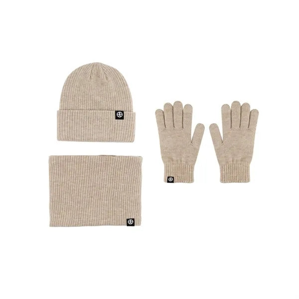 Winter Beanie Hat Scarf Touchscreen Gloves Set