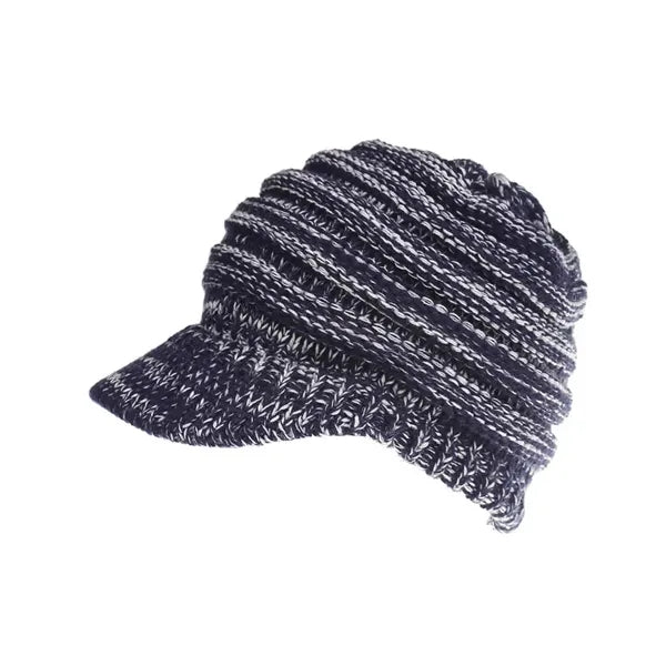 Chunky Soft Oversized Ribbed Slouchy Knit Hat with Visor