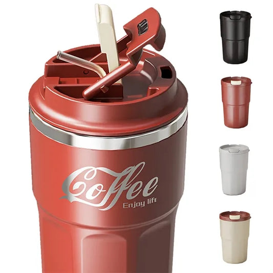 16oz Stainless Steel Straw Coffee Cup