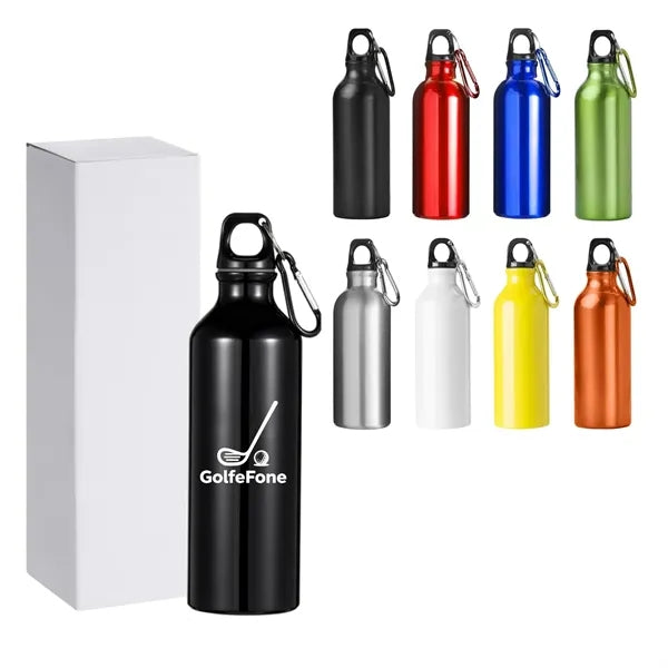 17oz Aluminum Sports Water Bottle w/ Carabiner for Bike