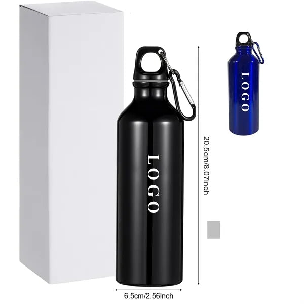 17oz Aluminum Sports Water Bottle w/ Carabiner for Bike
