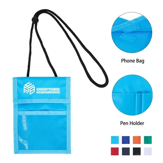 Clear Window Pouch Wallet With Lanyard And Pen Holder