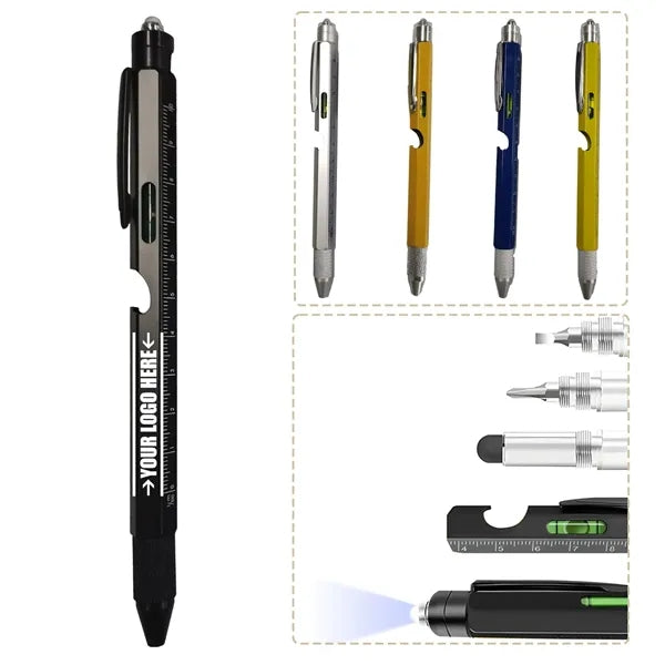9 in 1 Multitool Pen LED Ruler Stylus Level Screwdrivers