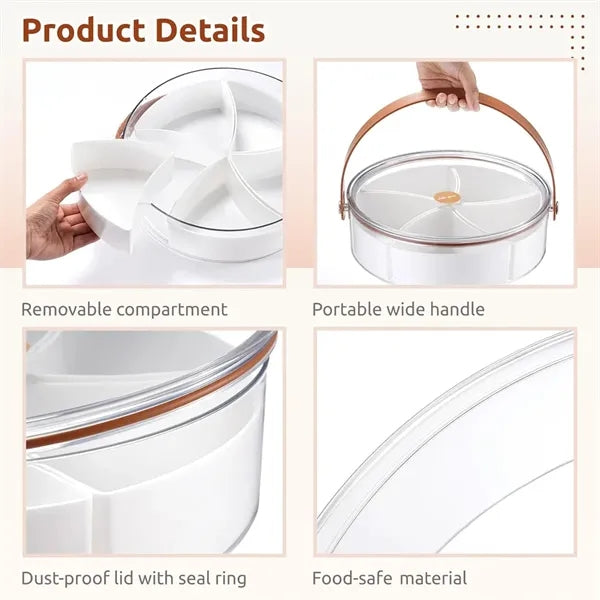 5-compartment snackle box with handle for picnic party BBQ