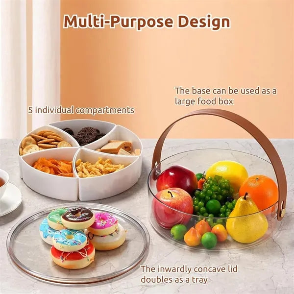 5-compartment snackle box with handle for picnic party BBQ